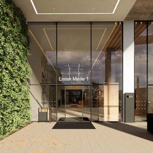 Lister Tor, Previsualisierung neuer Eingangsbereich, moderne Büros, BREEAM Excellence Standard